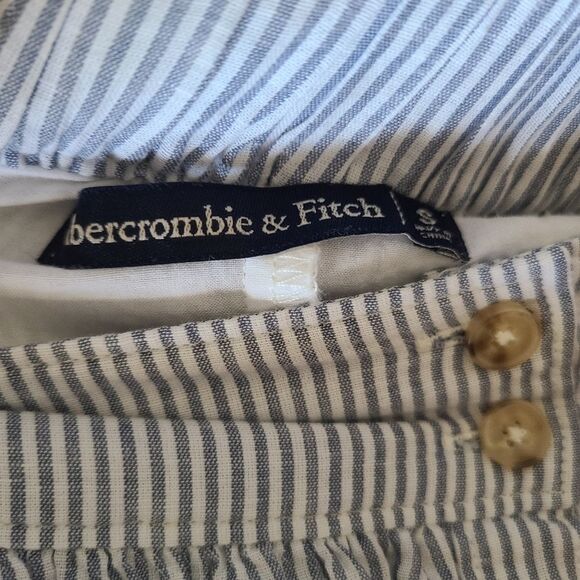 abercrombie & fitch full midi skirt striped cotton linen blend blue white size S - Picture 4 of 5
